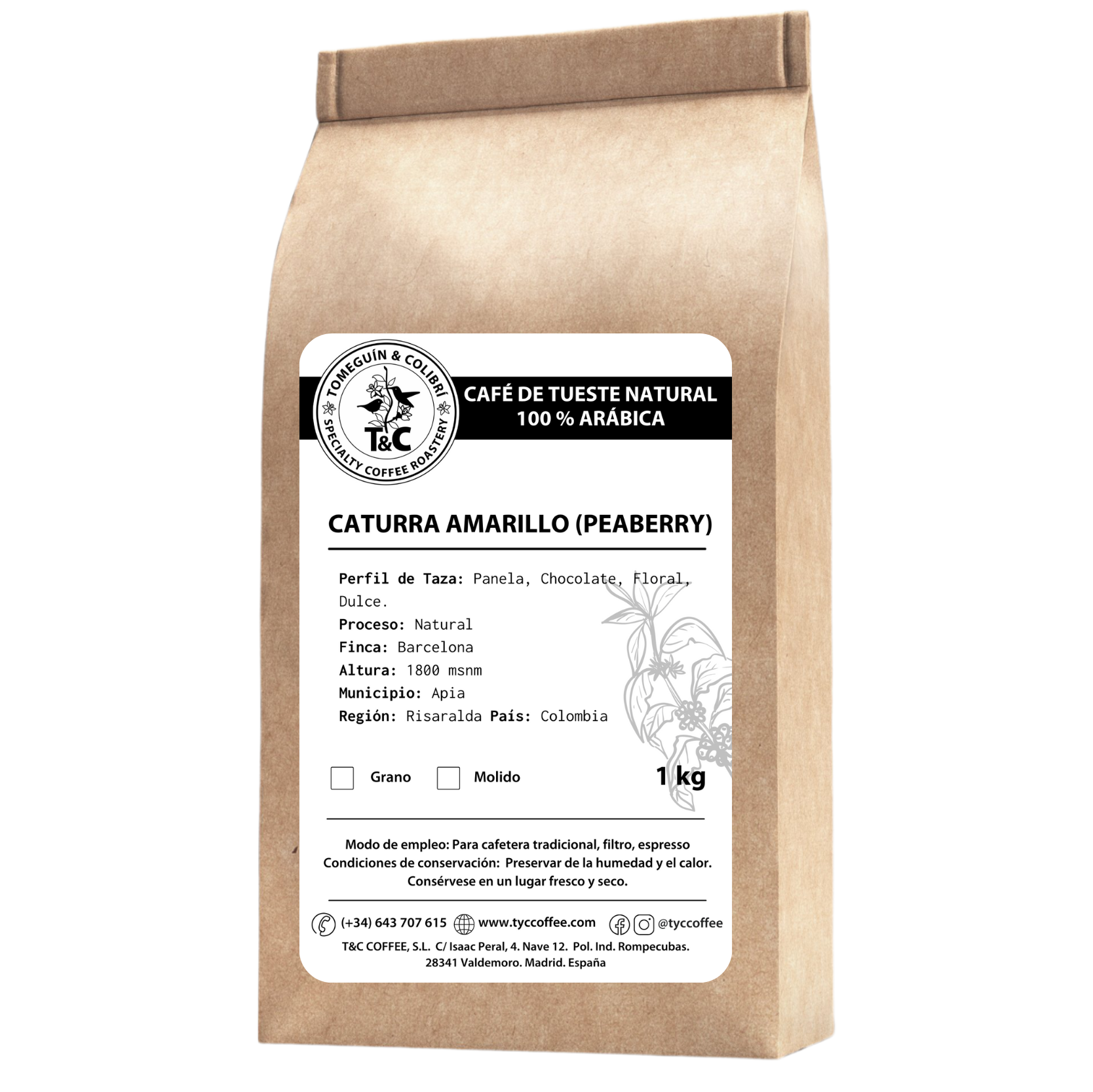 caturra amarillo natural peaberry 1 kg